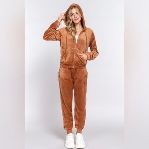 Active USA Camel Teddy Fur Fleece Y2K Style Tracksuit Set, Hoodie & Jogger Pants